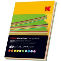 KODAK - Ramette de 100 feuilles papier couleur 80g/m², Format A4 (21x29,7cm) Rouge, Orange, Jaune, Vert, Bleu et Rose