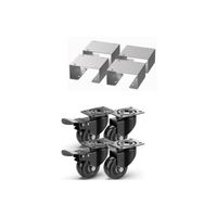 Kit roues meuble de cuisine extérieure - Le Marquier Noir - Métal - 4 roues pivotantes avec freins
