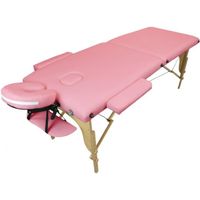 Table de massage pliante 2 zones en bois avec panneau Reiki + Accessoires et housse de transport - Rose pastel - Vivezen