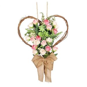 Couronne De Roses Artificielles Et Eucalyptus - 45 Cm De Diamètre, Tissu Soie Et Plastique - Décoration Porte, Mur, Cheminée