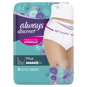 FUITES URINAIRES LOT DE 3 - ALWAYS Discreet Underwear Culottes Blan