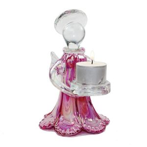 Violet Lustrous Rouge nacr/é Ange porte-bougie en verre 16 cm