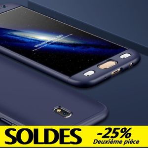 COQUE - BUMPER 360 Degres Coque pour Samsung Galaxy J3 2017 - J3 Pro 2017 Full body 3 en 1 PC Intégrale Rigide Case Bleu +Verre Trempé