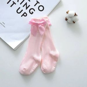 BAS - MIS-BAS Bas - mis-bas,Chaussettes longues et douces en dentelle de coton pour bébés filles,vêtements d'été pour enfants,coton-Pink Socks