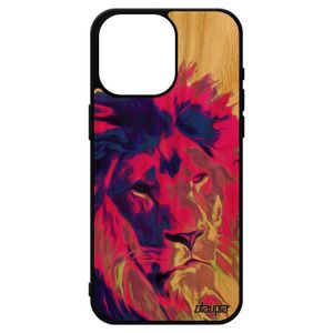 COQUE - BUMPER Coque silicone iPhone 15 pro max bois lion case ri