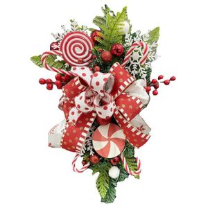 Couronne De Noël Artificielle En Forme De Larme - Décorations Pour Porte, Fenêtre, Porche - 64 X 25 Cm - 8