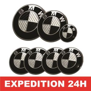 DÉCORATION VÉHICULE Logo BMW Badge Capot 82mm+ Coffre 74mm +Volant + 4