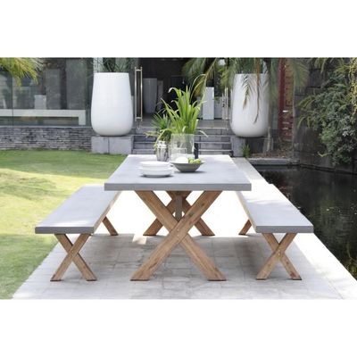 Ensemble Repas De Jardin En Fibre De Ciment Et Acacia Laure 1