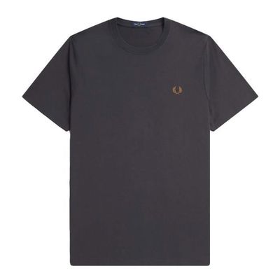 T-shirt Fred Perry Gris Col Rond Homme Taille M – Occasion Parfait état – Poche – 100% Coton