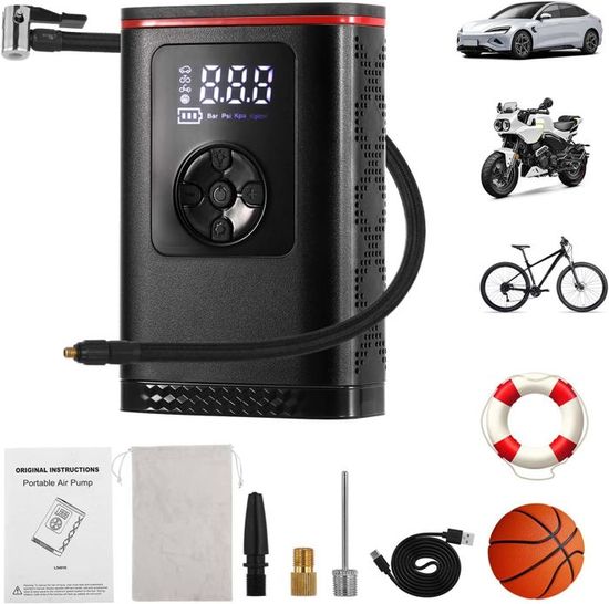 UCAMP Gonfleur Pneus Voiture Sans Fil 150 PSI – Compresseur Portable 4000 MAh, LED, USB-C, 4 Modes Auto-Arrêt, Pour Voiture Moto Vélo Ballons