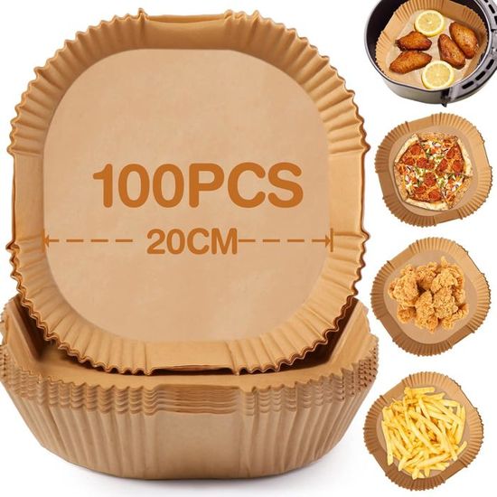 Papier Cuisson Air Fryer 100 Pièces, Papier Sulfurisé En Feuilles Pour Airfryer Jetable