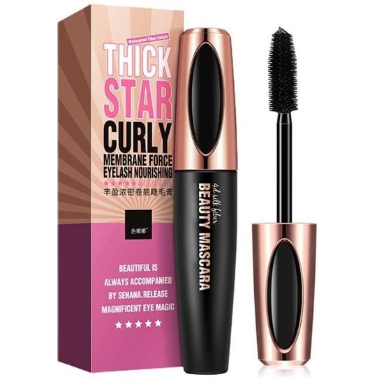 Mascara Noir Waterproof 4D Effet Fibres De Soie - Longue Tenue, Paillettes Roses | Maquillage Résistant à L'eau