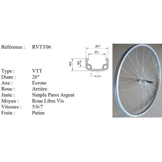 Roue arriere 26 on sale pouces 7 vitesses
