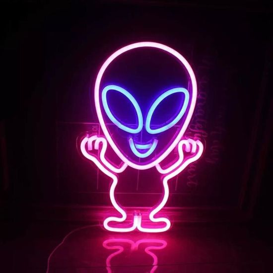 Panneau Lumineux Néon à LED Pour Décoration Murale, Salle De Jeux, Fête Hip-hop (Alien-2) Vert