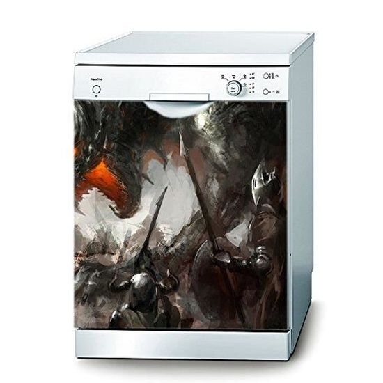 Autocollant Magnétique Pour Lave-vaisselle Grckit - Motif Loup 58,4 X 66 Cm, PVC