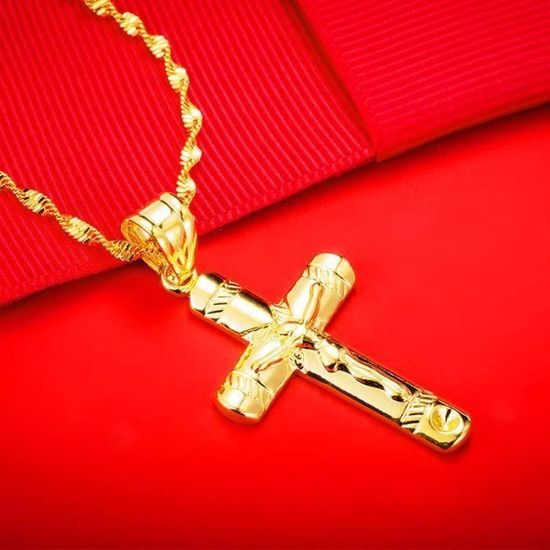 Collier Chaîne Dorée Avec Pendentif Croix JACKY DE G. - Très Bon état - Occasion