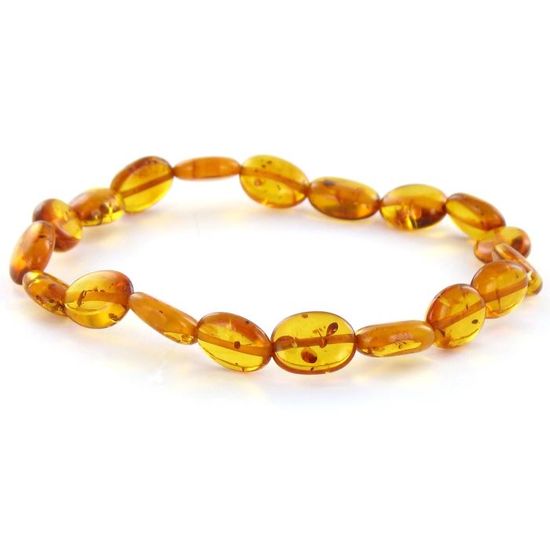 Bracelet Gourmette Ancien En Pierre D'ambre Véritable – Orange Unisexe, Sans Fermoir