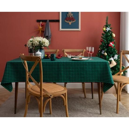 Nappe De Noël Vintage à Carreaux - Vert - 60 X 60 Cm - Lavable - Pour Fête De Noël, Cuisine, Décoration De Table De Mariage