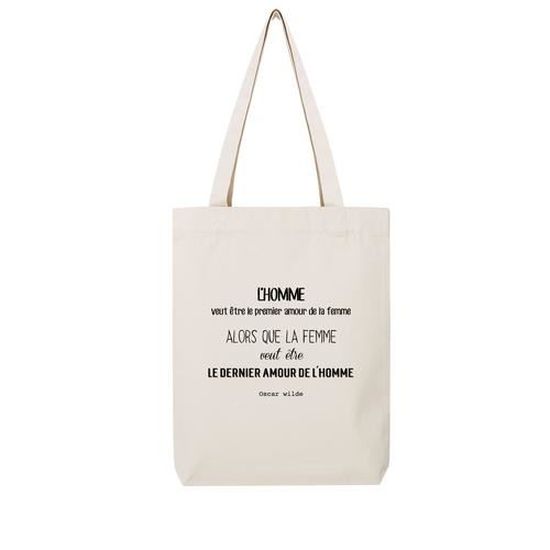 Tote Bag En Toile Recycle Natural Citation Osacr Wilde Cdiscount Bagagerie Maroquinerie