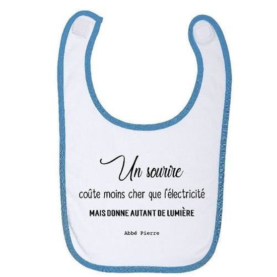 Bavoir Bebe Coton Bleu Gs Citation Abbe Pierre Cdiscount Puericulture Eveil Bebe