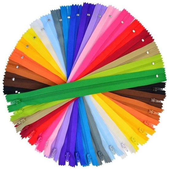 Lot De 10 Fermetures éclair 25 Cm Non Séparables - 10 Couleurs, Dents En Résine, Pour Couture Et Projets DIY