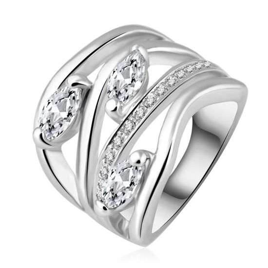 Bague Solitaire Or Blanc 18 Carats - Modèle Fleur Vintage Taille 51