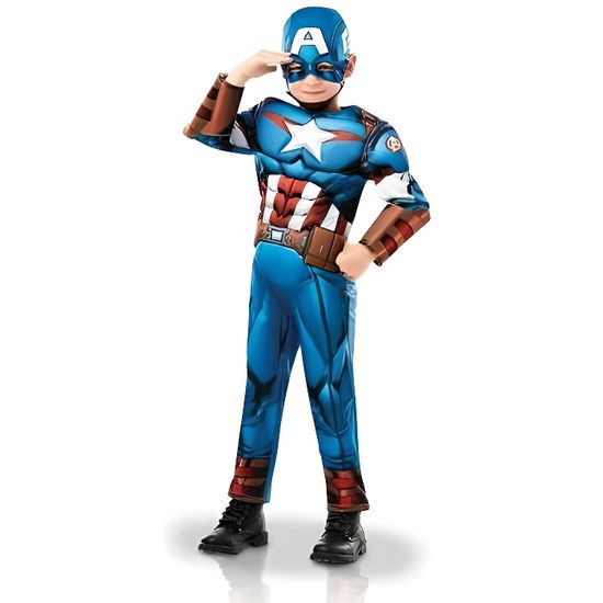 Déguisement Captain America Garçon - Avengers - Modèle Personnage Fiction - Bleu Blanc - Polyester