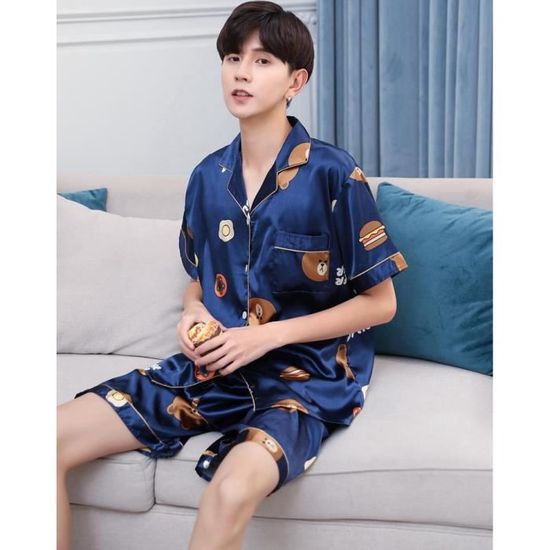 Pyjama Femme En Satin - Ensemble 2 Pièces Manches Courtes Confortable Et Élégant