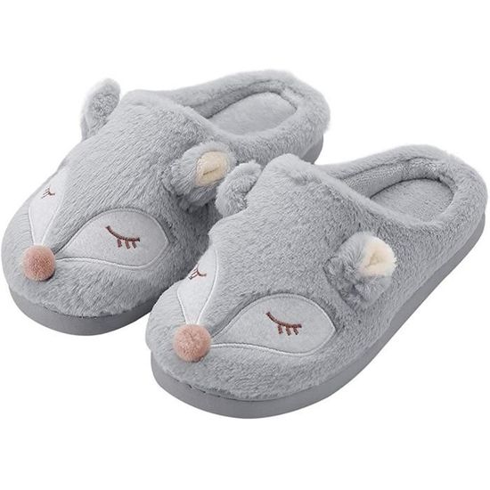 Pantoufles Femme Chaudes Doublées Peluche - Semelle Mémoire De Forme Antidérapante - Pour Intérieur/extérieur - 1