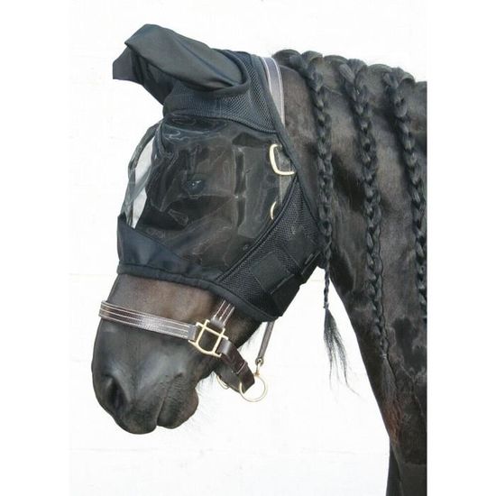 Masque Anti-Mouches Pour Cheval Shetland Sans Protection Auditive - Noir