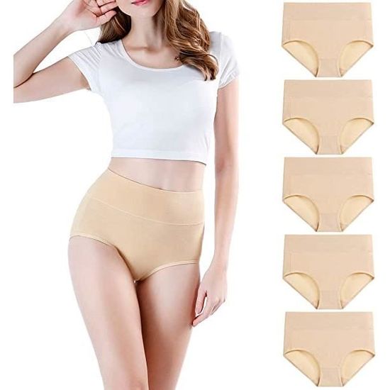 Culottes Femme 100% Coton - Lot De 3 - Taille Haute Gainante - Tailles 42 à 56 - Confortable Et Respirant