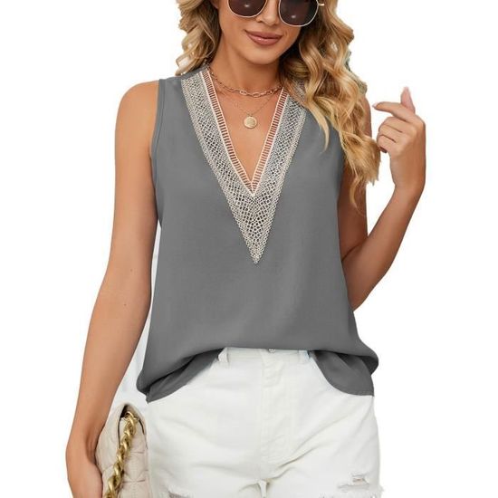 Débardeur Dex AZTEC Gris Et Blanc - Taille M, Chic Et Tendance, Neuf Sans étiquette