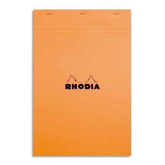 Rhodia 19600-O Bloc de direction couverture 80 feuilles détachables Format A4+ réglure ligné + marge Orange Lot de 5
