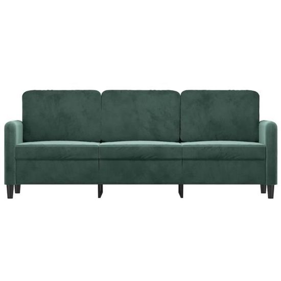 Canapé à 3 Places - Canapé Fixe - Canapé Droit Vert Foncé 180 Cm
