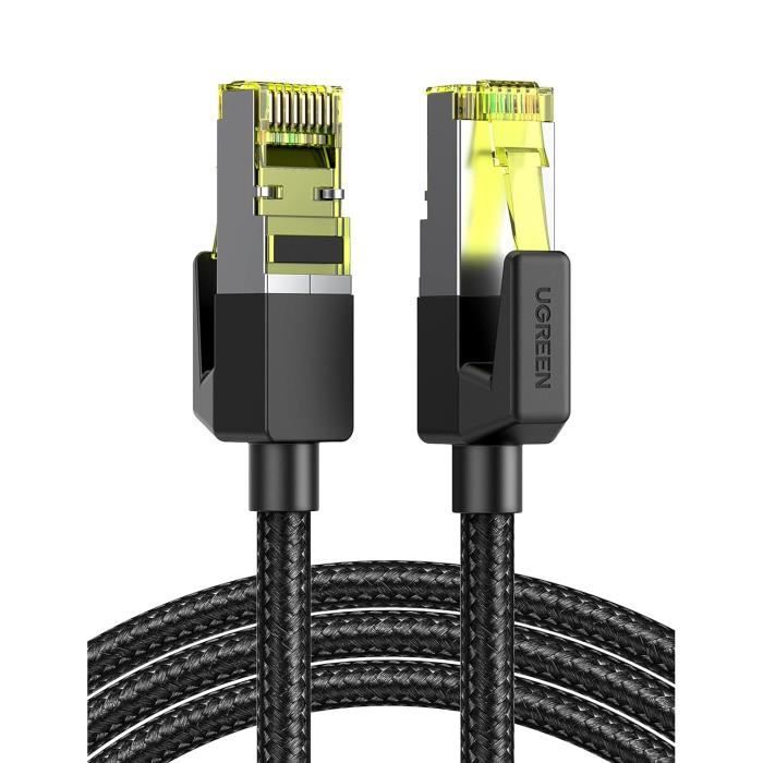 Cable Ethernet CAT7 Avec Triple Blindage Ultra-sécurisé, Câble Internet