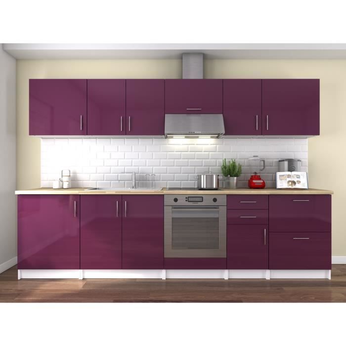 obi cuisine complete l 300 cm aubergine laque brillant achat vente cuisine complete obi cuisine complete aubergine cdiscount