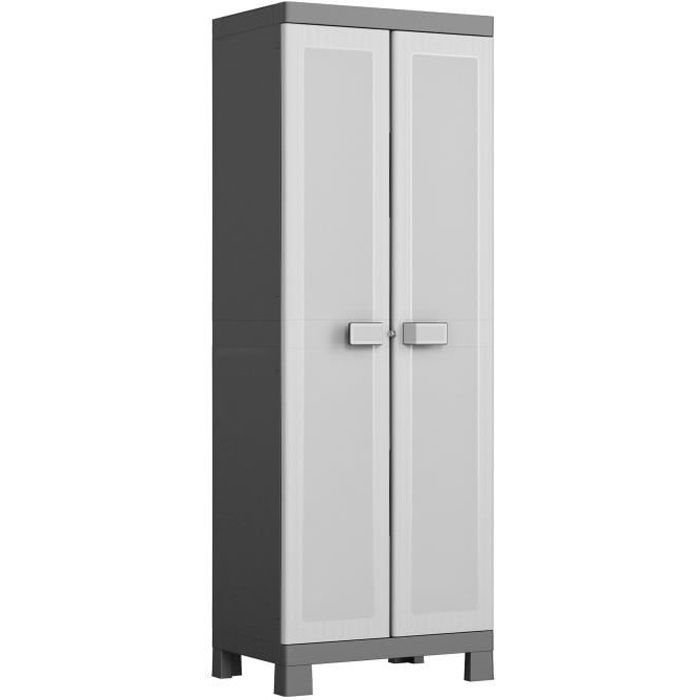 KIS Armoire de rangement haute Logico - 65 x 45 x 182 cm - Noir et gris