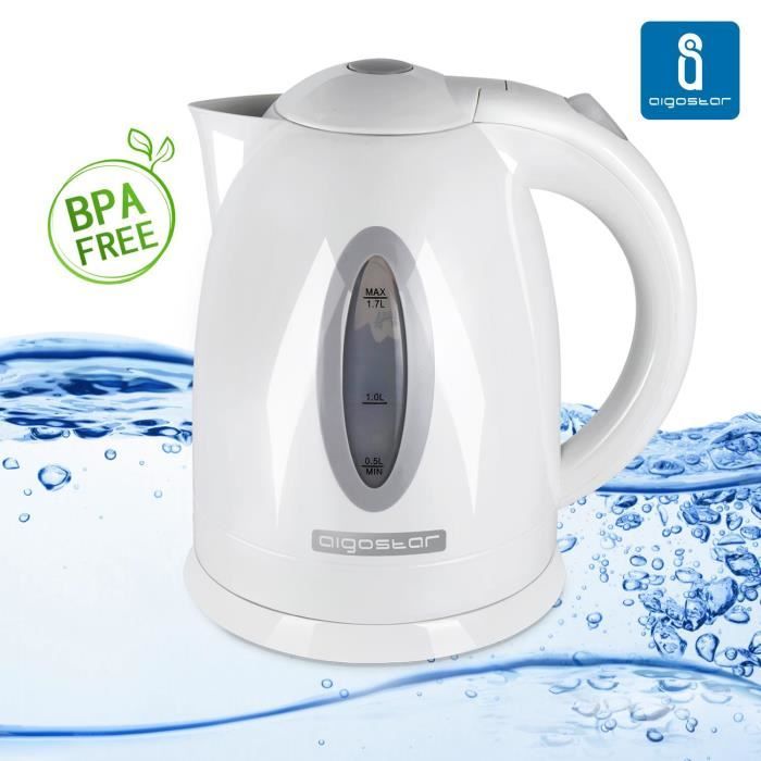 Aigostar Sea 30CDW - Bouilloire électrique 0% BPA, 1.7 L, 2200W. Filtre amovible. Design exclusif.