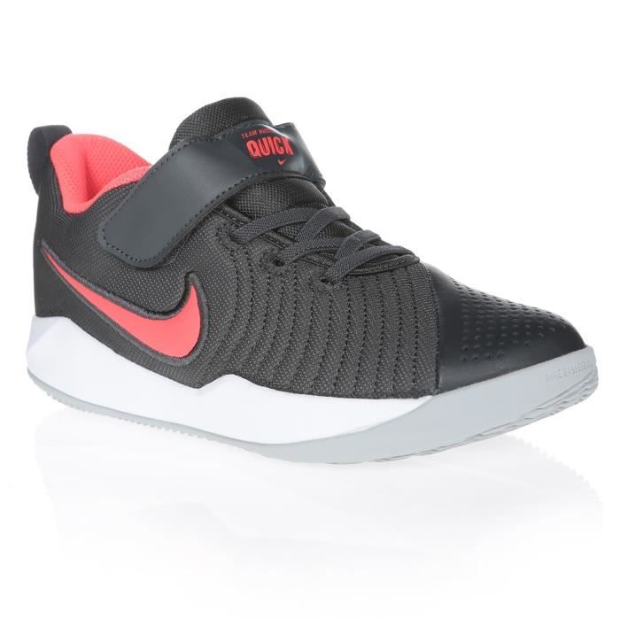 NIKE Baskets Team Hustle Quick 2 Noir et Rouge Enfant Garçon