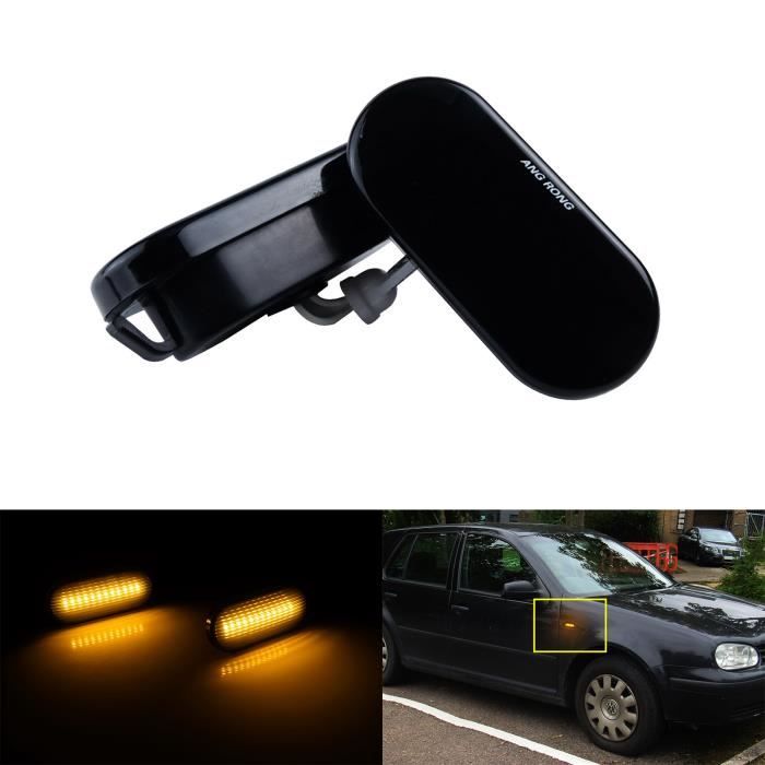 2x Jaune LED Feux Clignotant Latéral Repetiteur Lentille Noir Pour VW Golf 4 Polo Passat T5 Skoda SEAT Ford Fiesta Galaxy Fusion