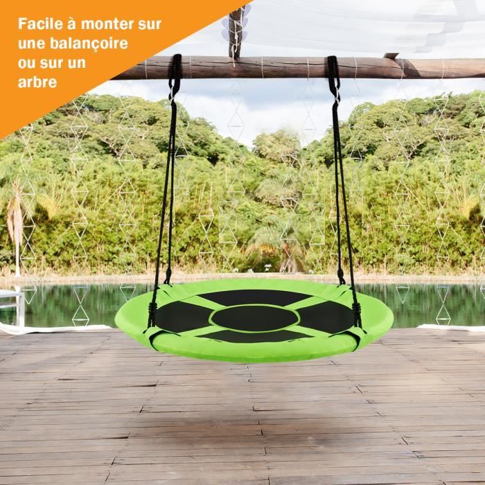 COSTWAY Balançoire Nid d’Oiseau Rond 100 CM de Diamètre pour Arbre Supporté de Charge Maximale 150 KG Extérieur Vert