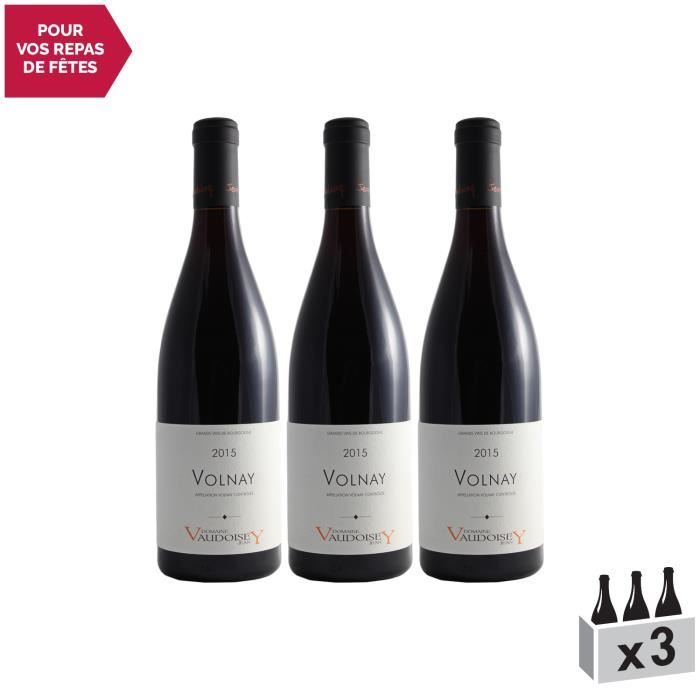 Volnay Rouge 2015 - Lot de 3x75cl - Domaine Jean Vaudoisey - Vin AOC Rouge de Bourgogne - Cépage Pinot Noir