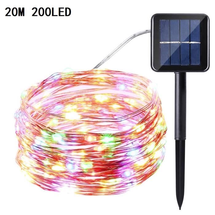 20M 200LED extérieur lampes solaires Multicolor LED chaîne lumières fée vacances noël fête guirlandes solaire jardin étanche lumière