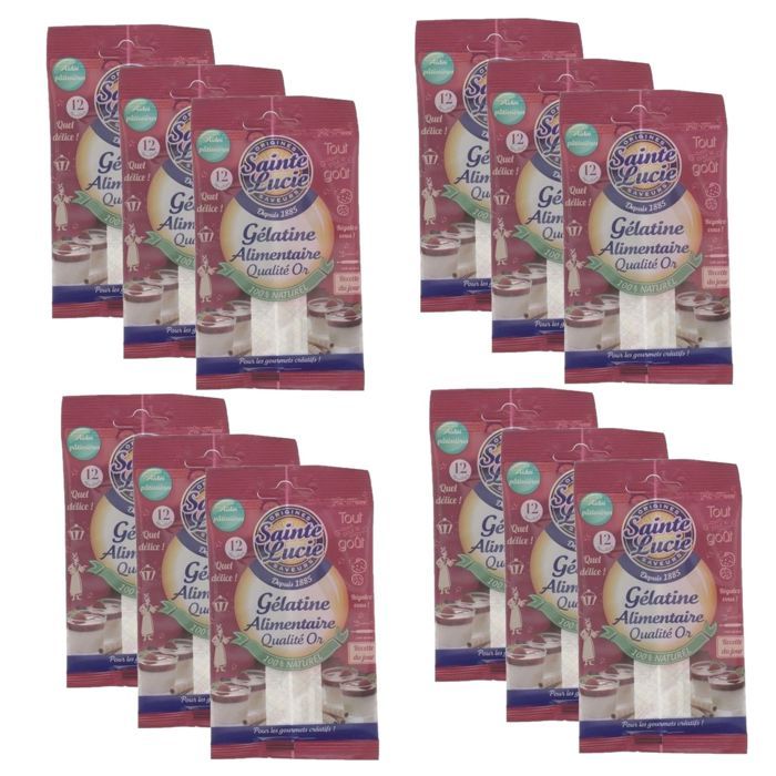 Lot 12x Gélatine alimentaire - Sainte Lucie - sachet 12g