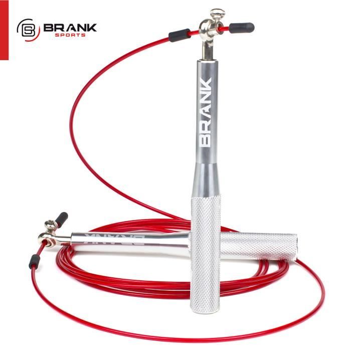 BRANK SPORTS® Corde à Sauter Crossfit - 3 Cables offerts - Corde à Sauter Fitness de Vitesse Ajustable en Aluminium léger avec