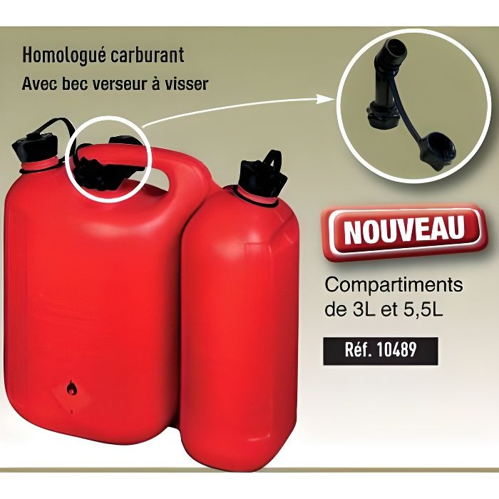 Jerrican Double usage 3 L et 5,5 L homologué carbu