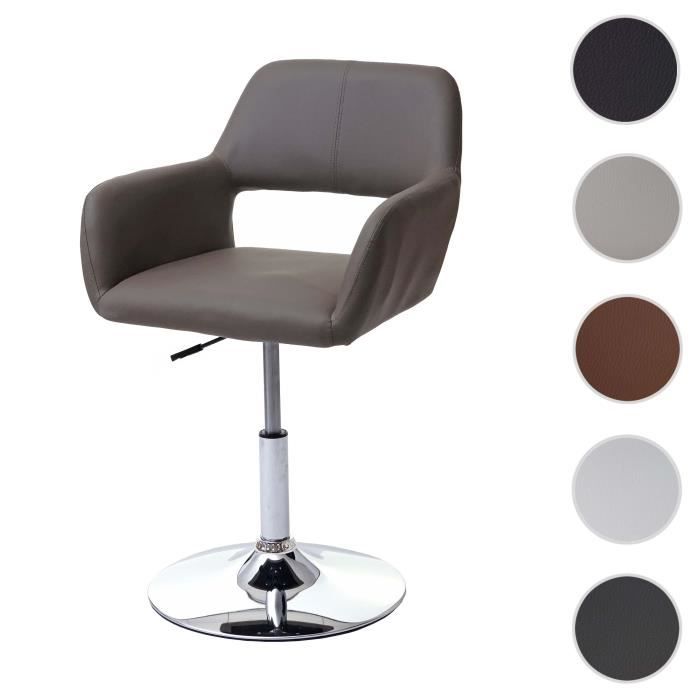 Chaise de salle à manger HWC-A50 III, style rétro années 50, similicuir ~ couleur taupe, pied en métal chromé