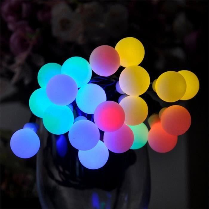 9m 20 LED Guirlande Lumineuse RGB Solaire Boule Globe Fée Décor Noël Fête Mariage FR11658