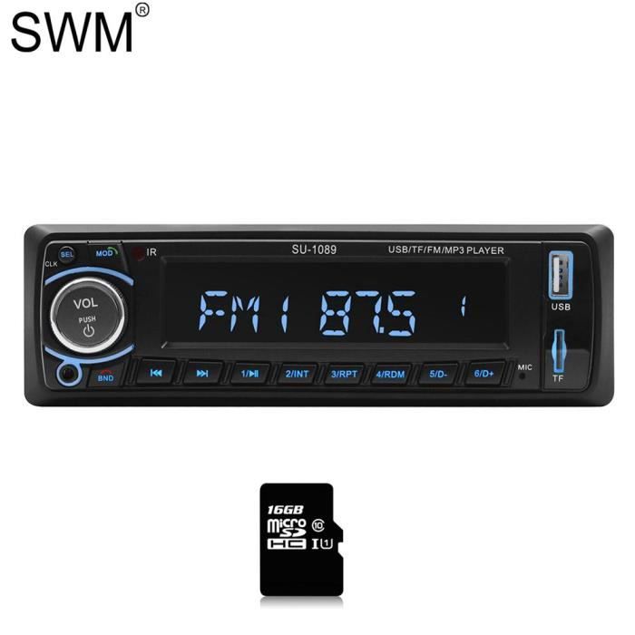 Enregistreur à bande SWM lecteur Audio Cassette de voiture mains libres Bluetooth lecteur MP3 AUX USB - Type Radio with 16GB Card