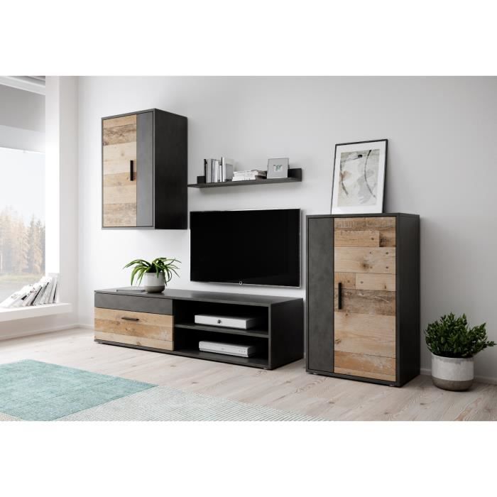 E-com Unité murale 060 - 140 cm, Matera / Vieux bois clair